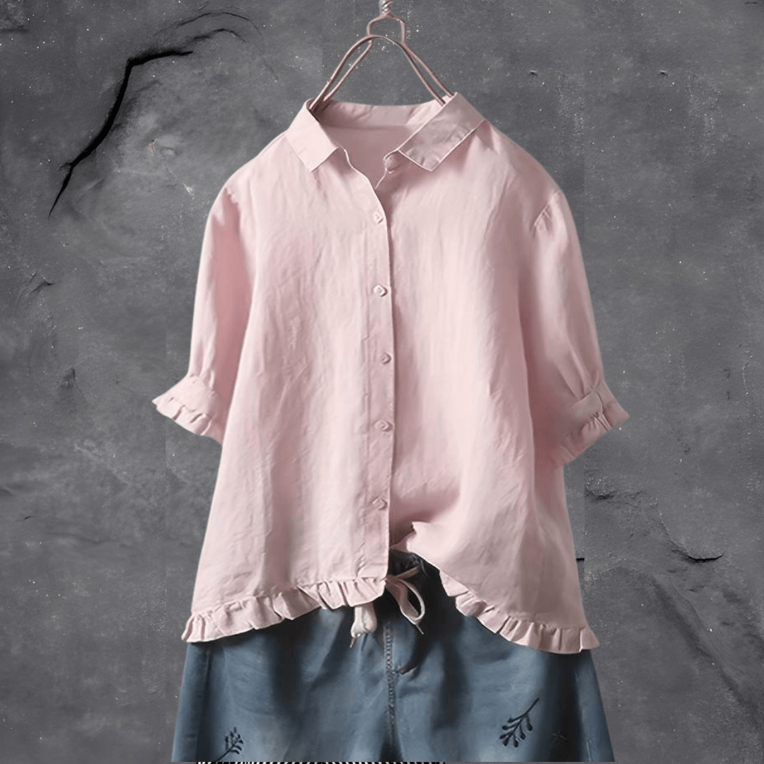 Women's Loose Fit Button Button-Front Blouse