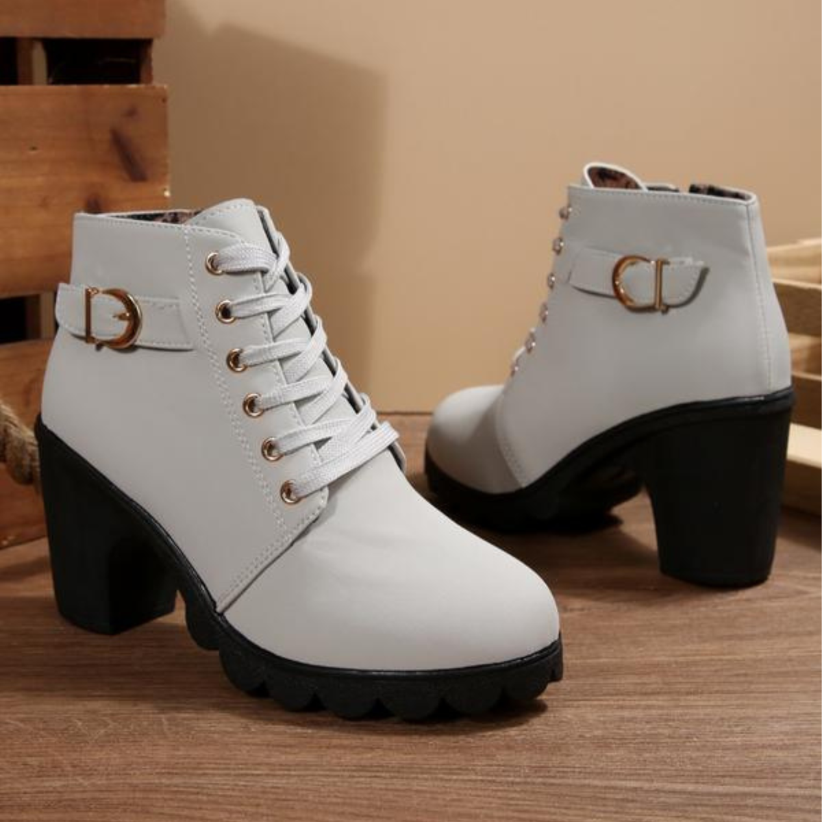 Women's Chunky Ankle Boots Lace-Up