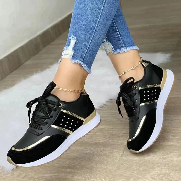 Women's Metallic Accent Lace-Up Sneakers