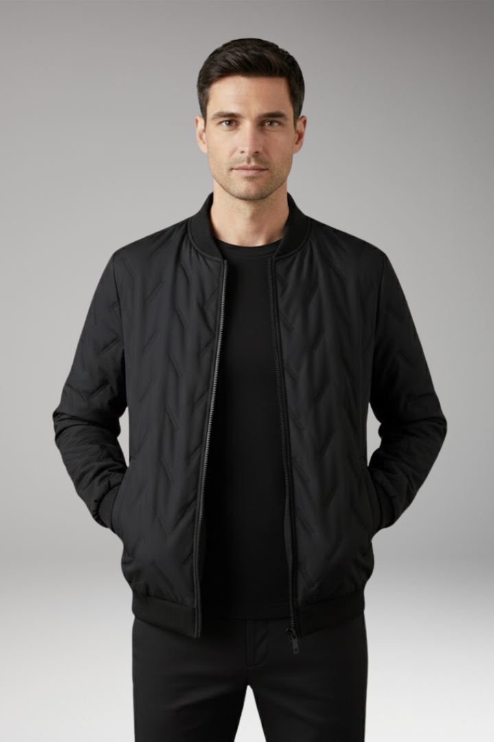 Men's Flight Jacket Ribbed Collar Full-Zip