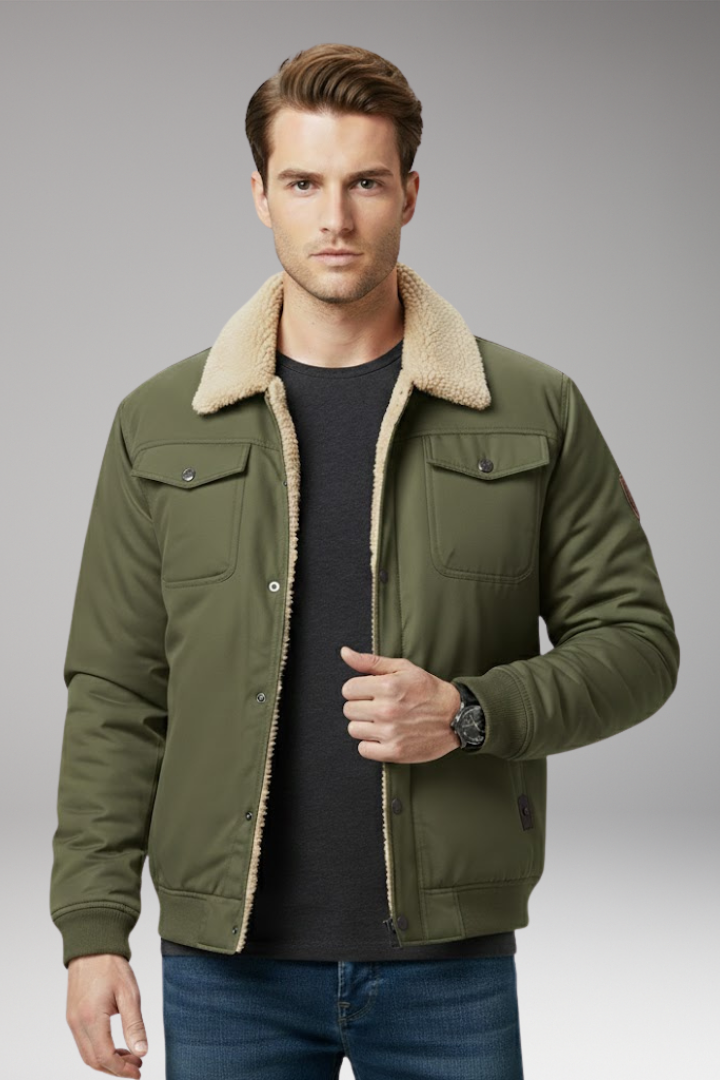 Men's Flight Jacket Ribbed Cuffs Multiple Pockets