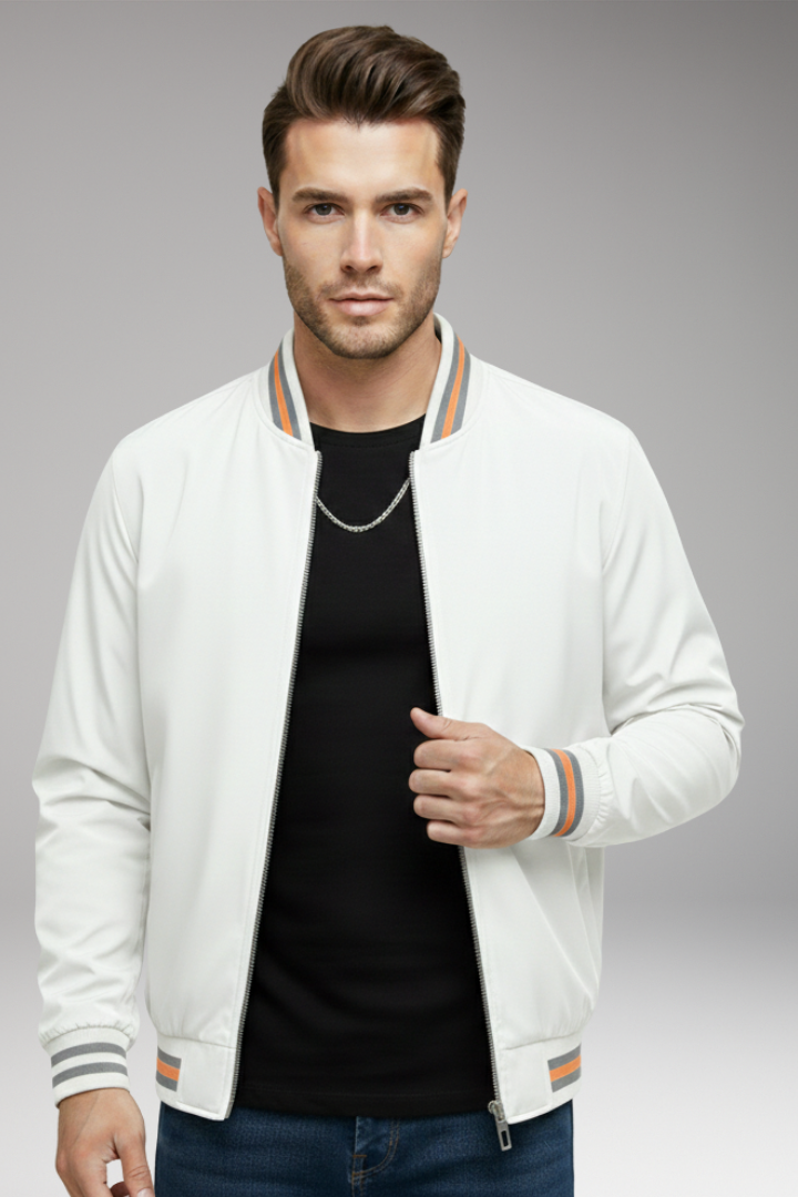 Men's Flight Jacket Zipper Ribbed Sleeves