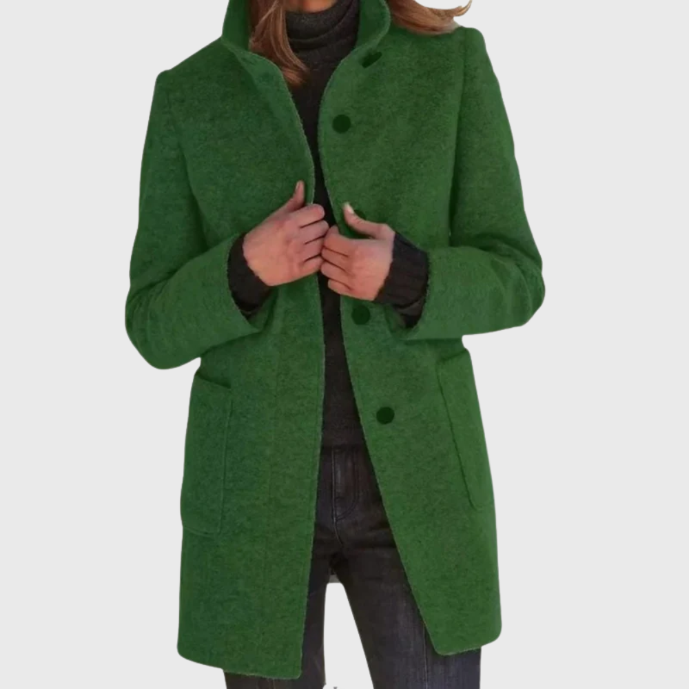 Women's Button Front Mid Length Coat