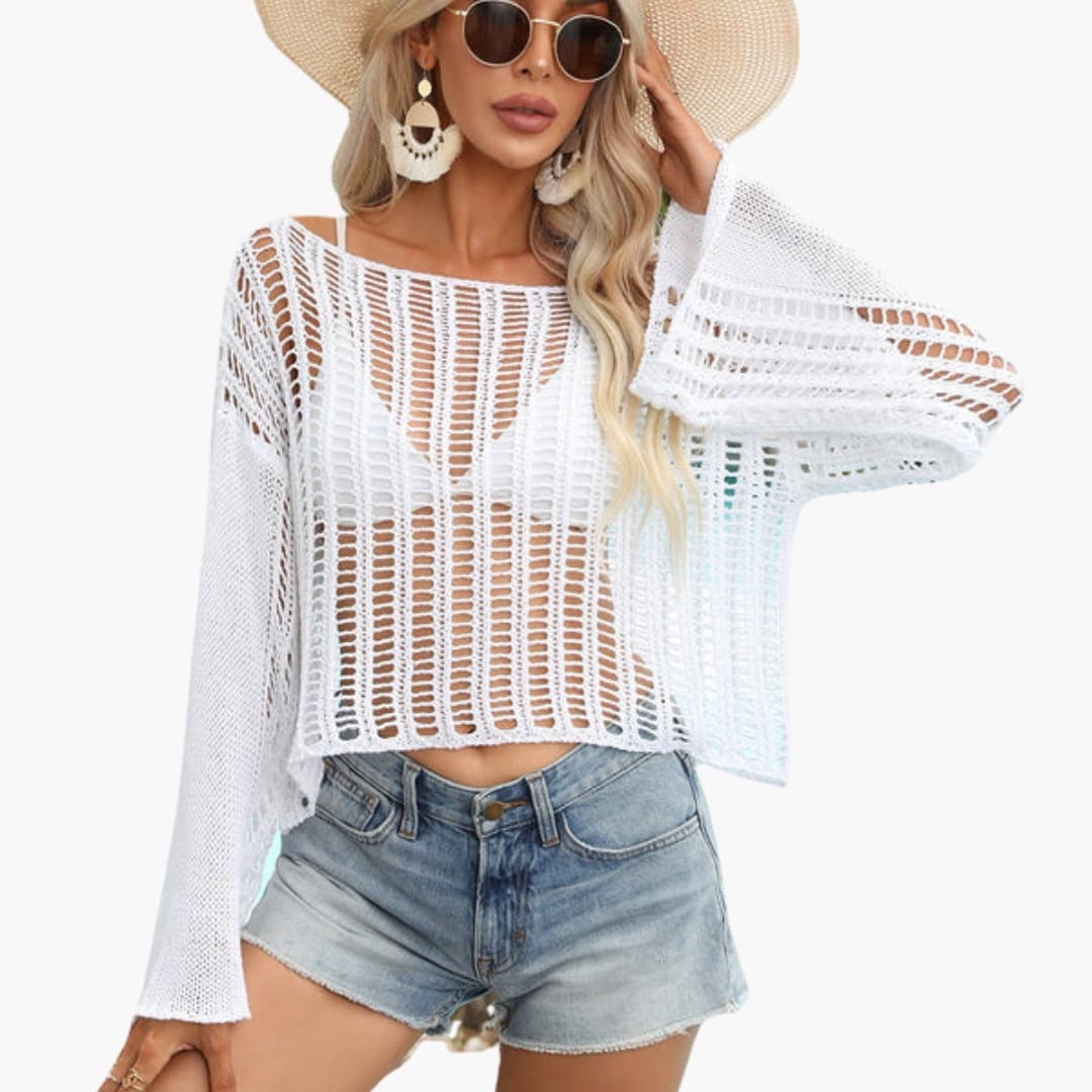 Women's Long Sleeve Mesh Round Neck