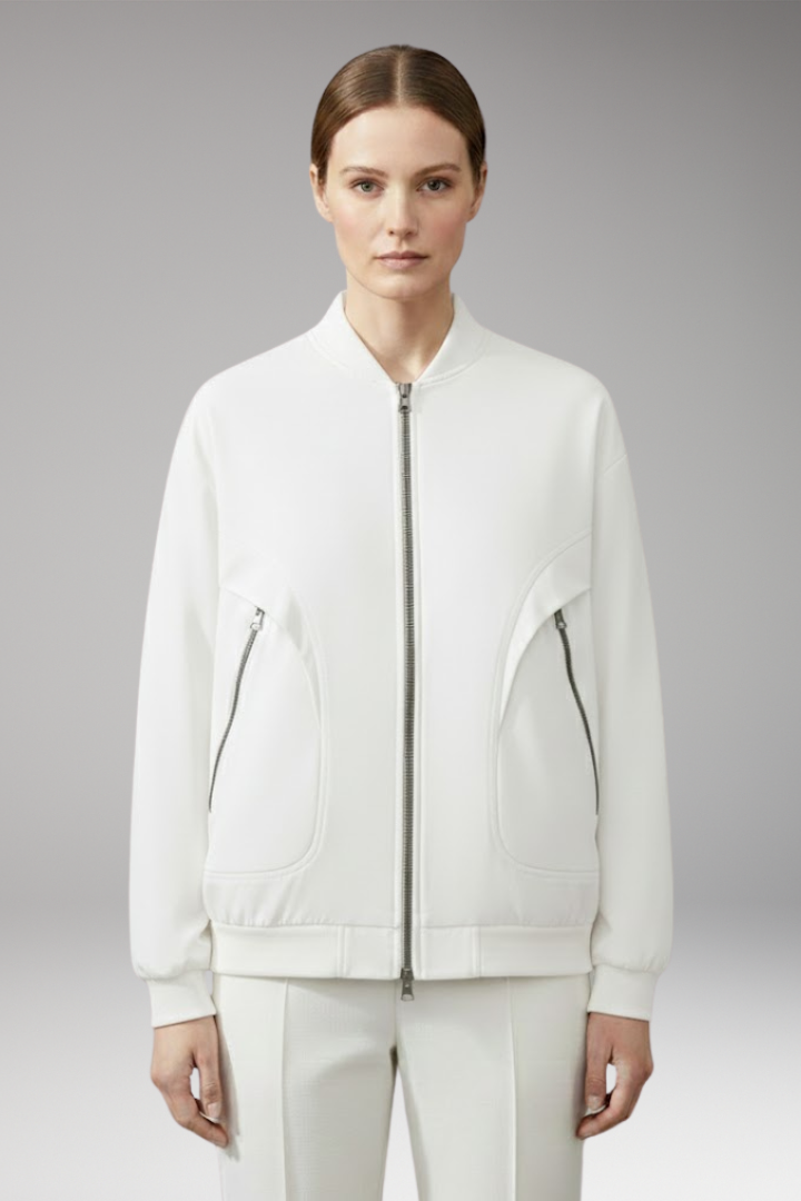 Women's Flight Jacket Zipper Pockets Elastic Cuffs