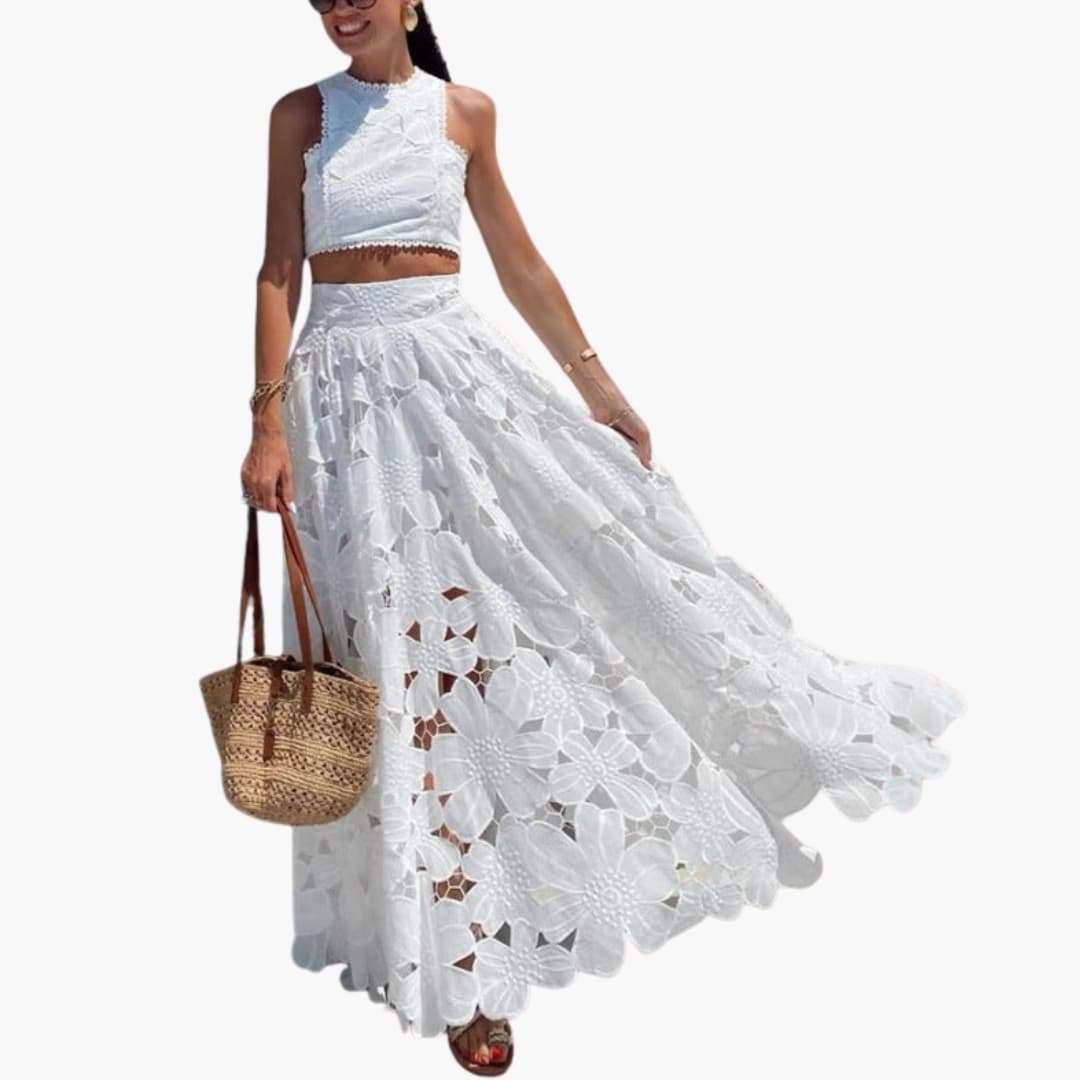 Women's Crop Maxi Dress Set
