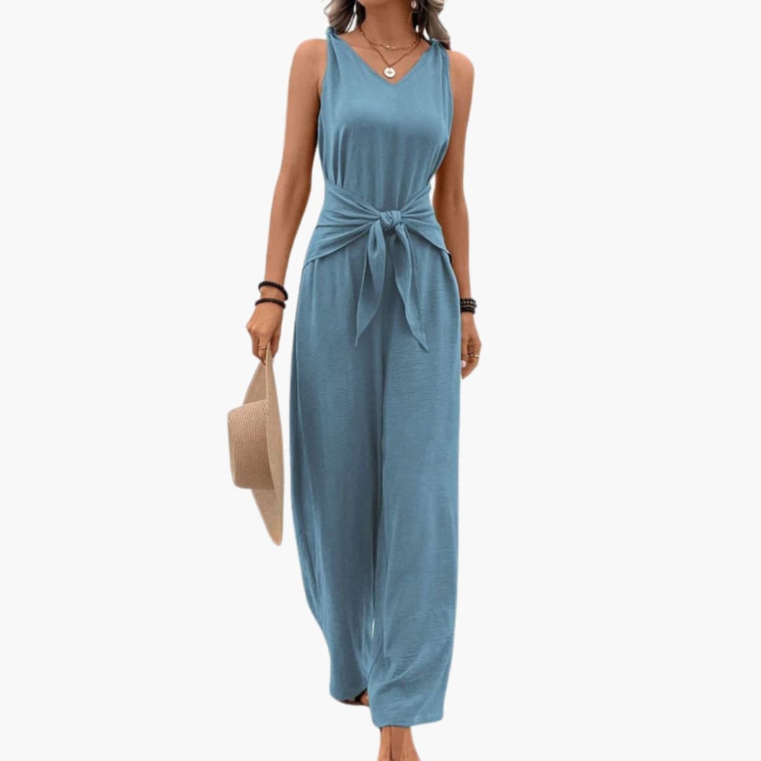 Women's Sleeveless Jumpsuit V-Neck Wide Leg