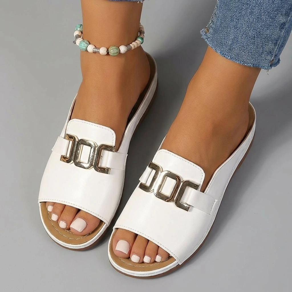 Women’s Comfort Flat Sandals with Buckle