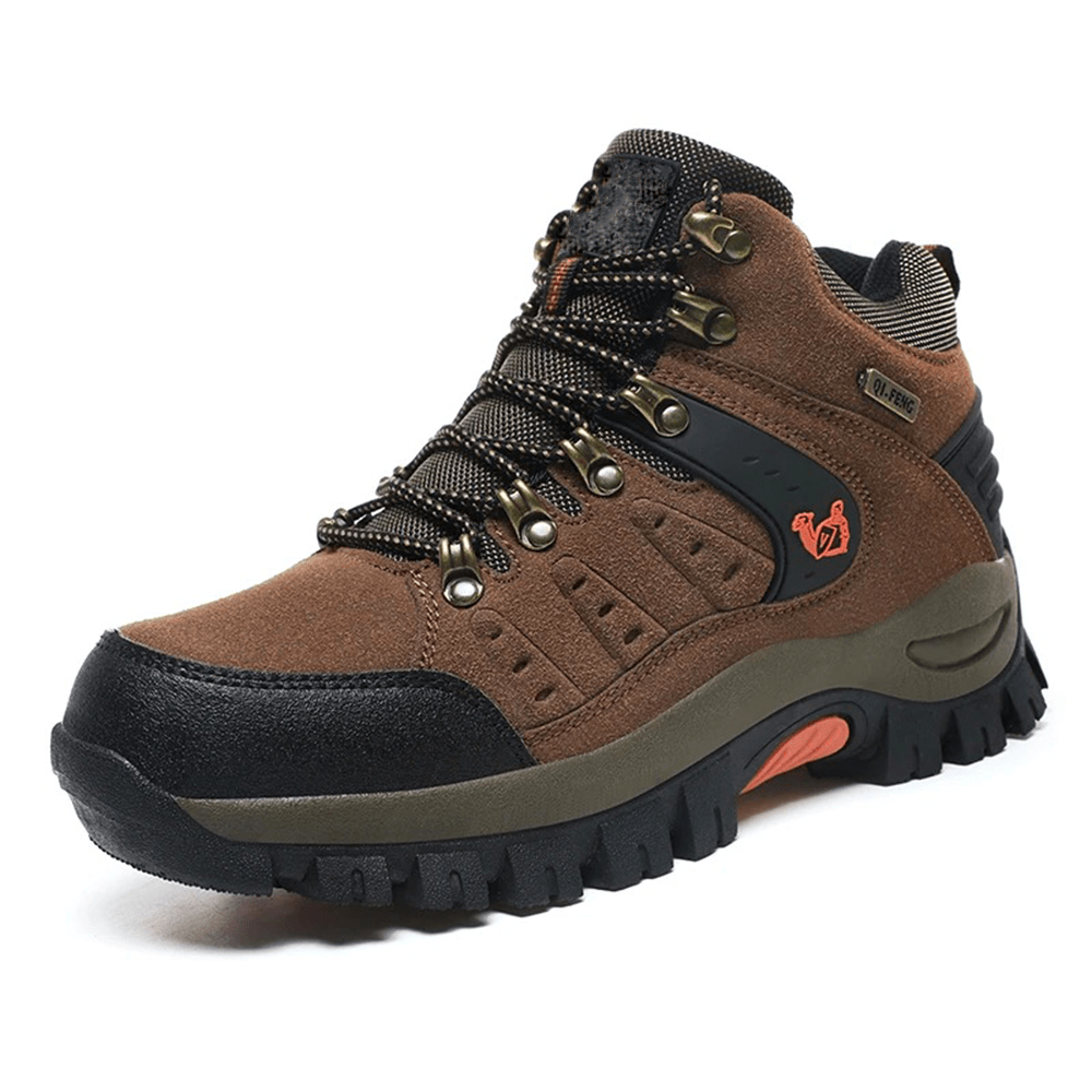 Unisex Suede Hiking Boots Waterproof Ankle Trekking Shoes for Mountain Climbing