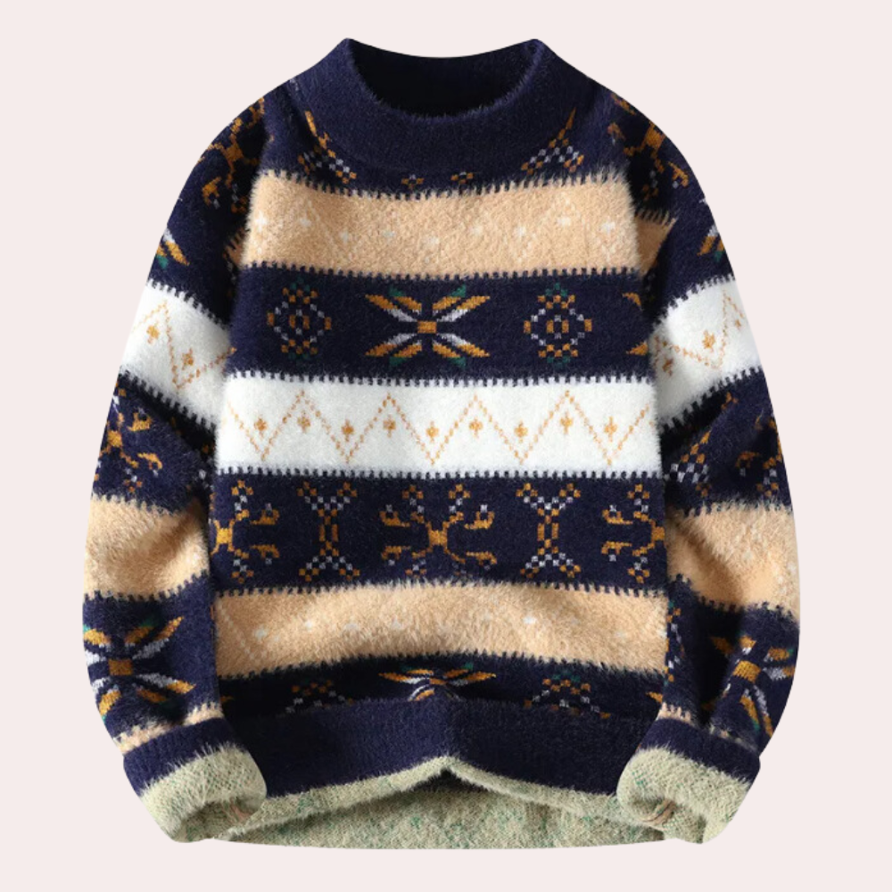 Men's Patterned Crew Neck Sweater