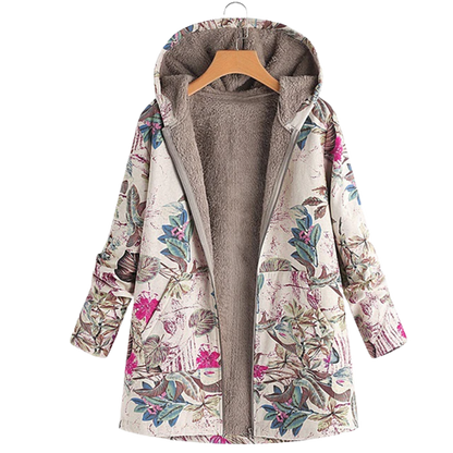 Women's Floral Hooded Long Coat