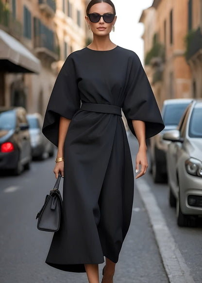 Women's Flowy Belted Maxi Dress