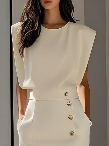 Isabella | Women’s Button Detail Sleeveless Midi Dress