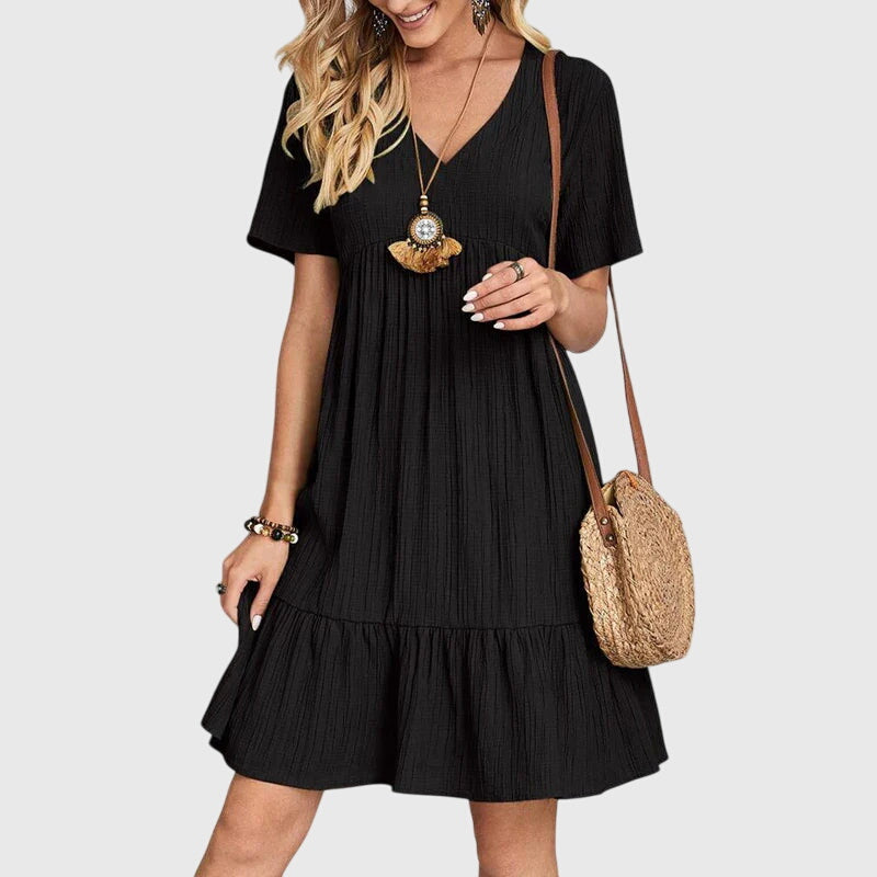 Spring V-Neck Tiered Midi Dress For Women