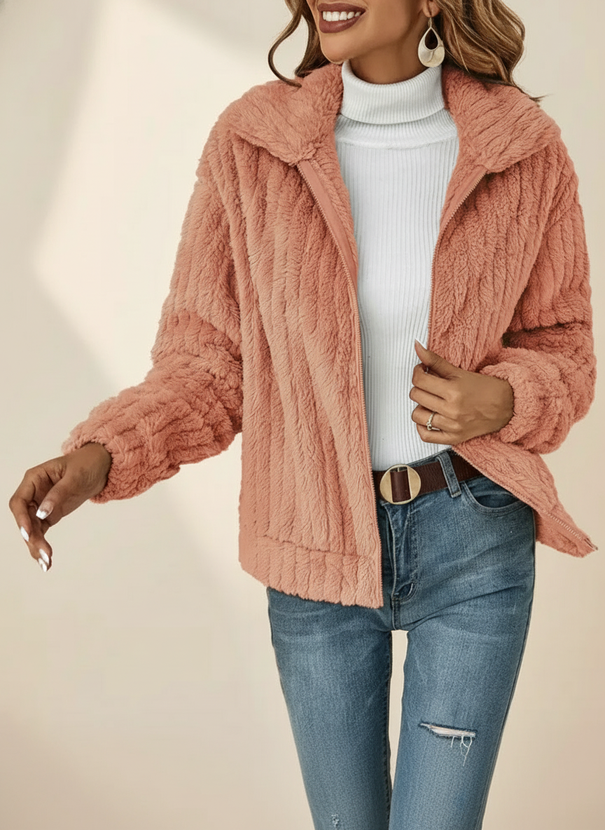 Women's Zip Front Jacket Spread Collar