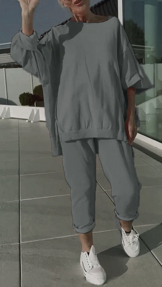 Women's Loungewear Set Loose Fit Pullover Ankle Pants