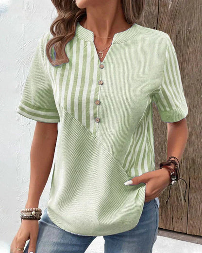 Women's Stripe Button Front Blouse