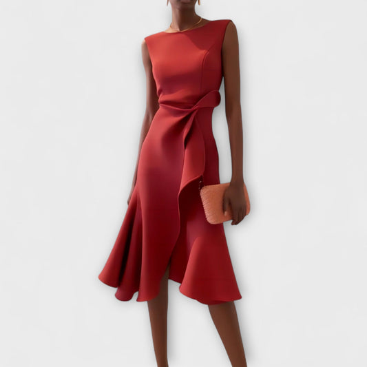 | Women’s Elegant Sleeveless Ruffle Midi Dress