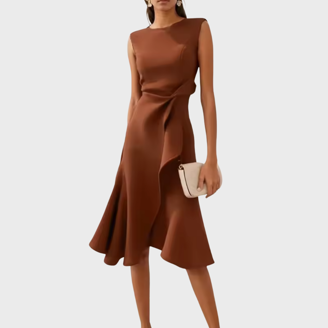 Valerina | Women’s Sleeveless Draped Asymmetric Midi Dress