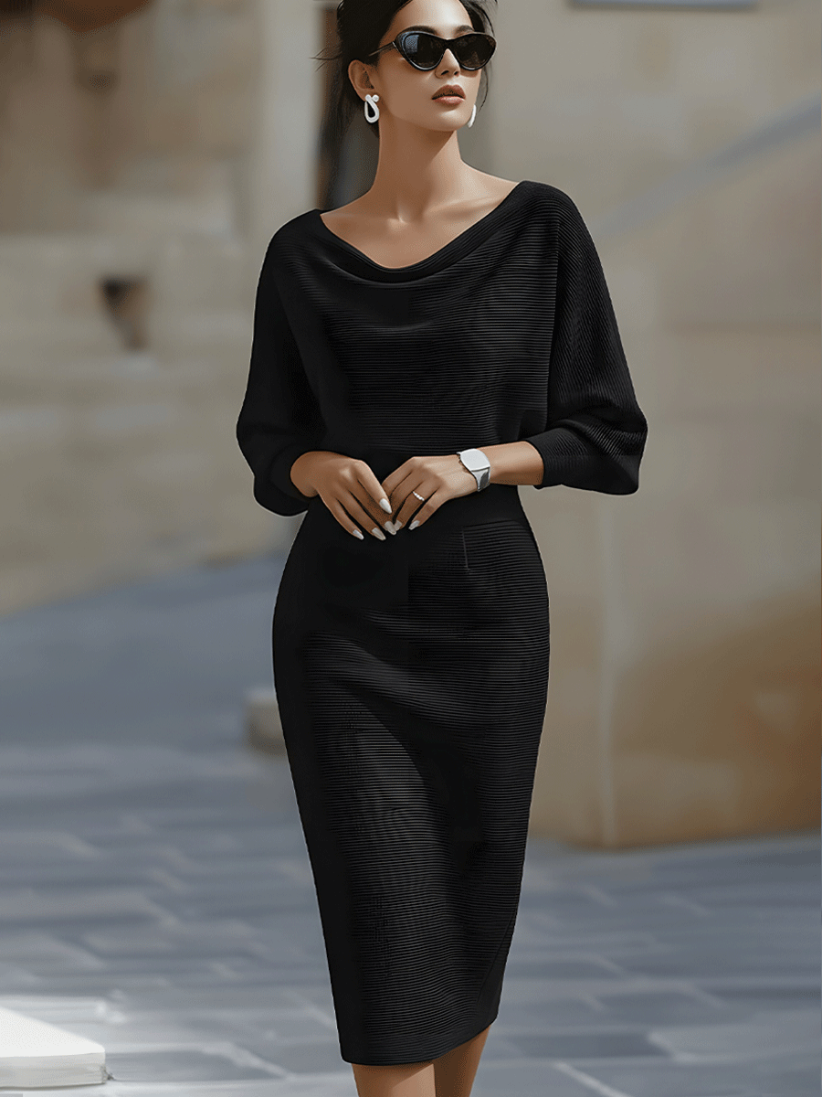 Draped Midi Knit Gown