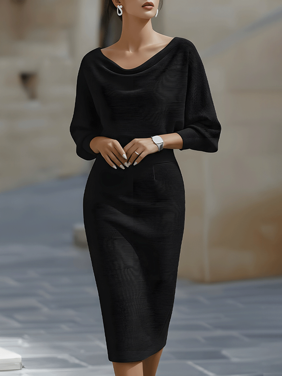 Draped Midi Knit Gown
