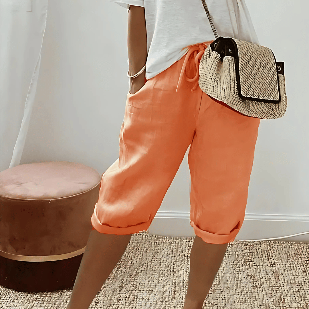 Women's Cotton Linen Harem Knee Length Shorts
