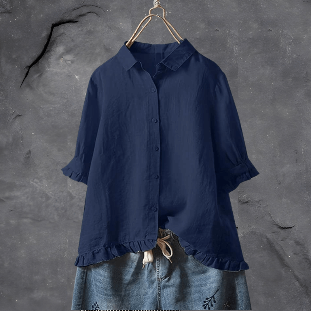 Women's Loose Fit Button Button-Front Blouse