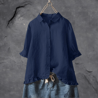 Women's Loose Fit Button Button-Front Blouse