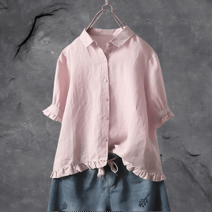 Women's Loose Fit Button Button-Front Blouse