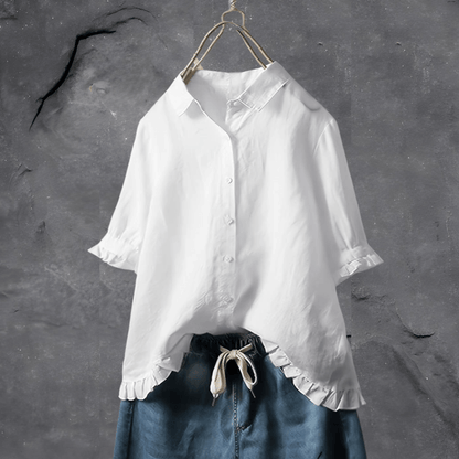 Women's Loose Fit Button Button-Front Blouse