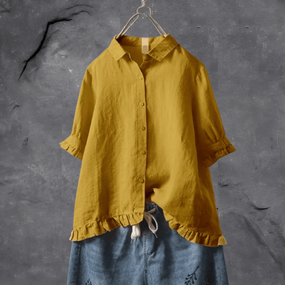 Women's Loose Fit Button Down Blouse