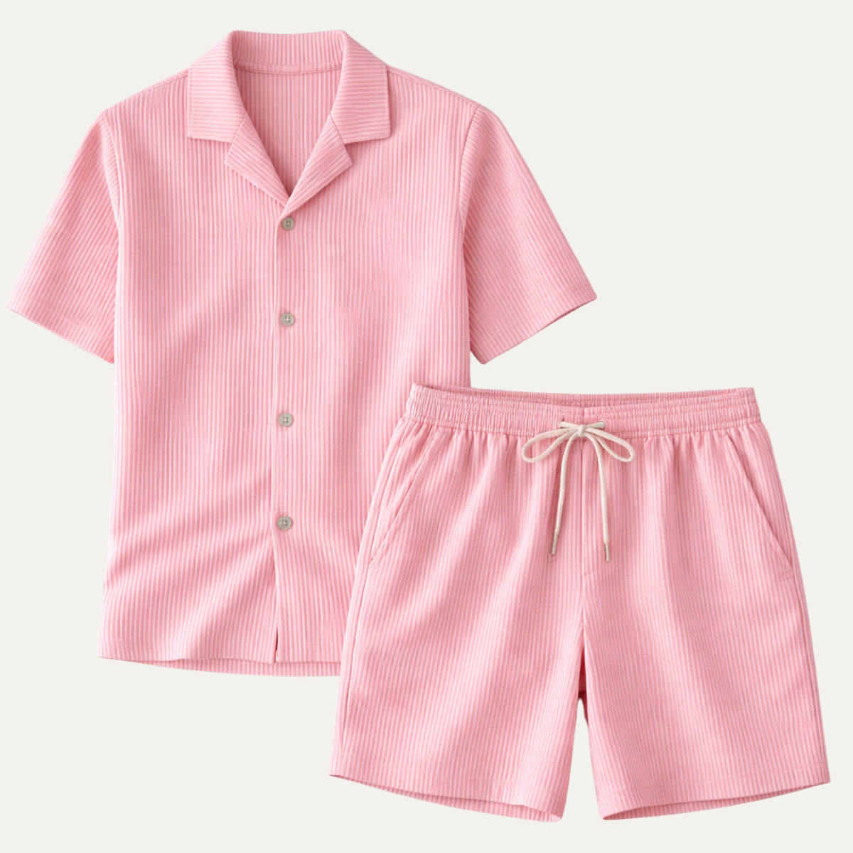 Men's Ribbed Summer Set Shirt And Shorts