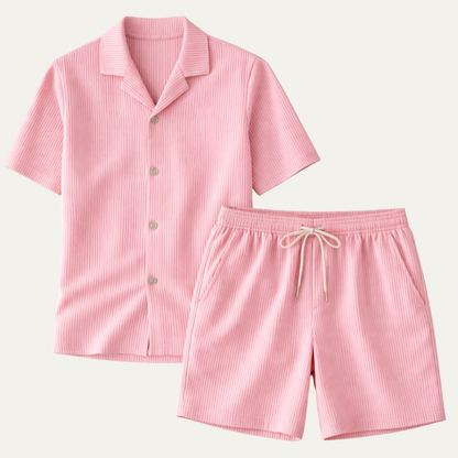Men's Ribbed Summer Set Shirt And Shorts