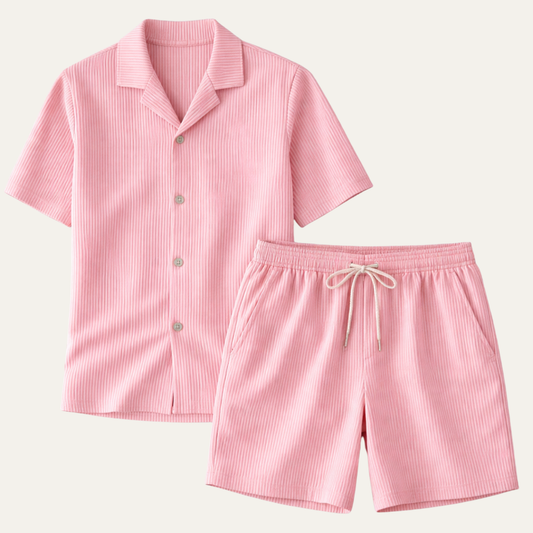 Men's Ribbed Summer Set Shirt And Shorts