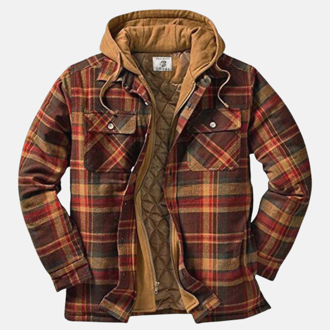Men's Plaid Hooded Jacket Shirt
