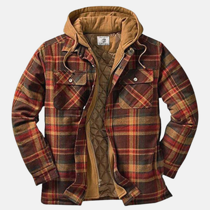 Men's Plaid Hooded Jacket Shirt
