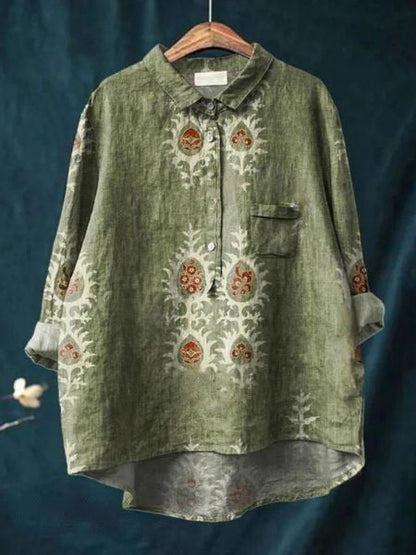 Women's Button-Front Floral Print Blouse