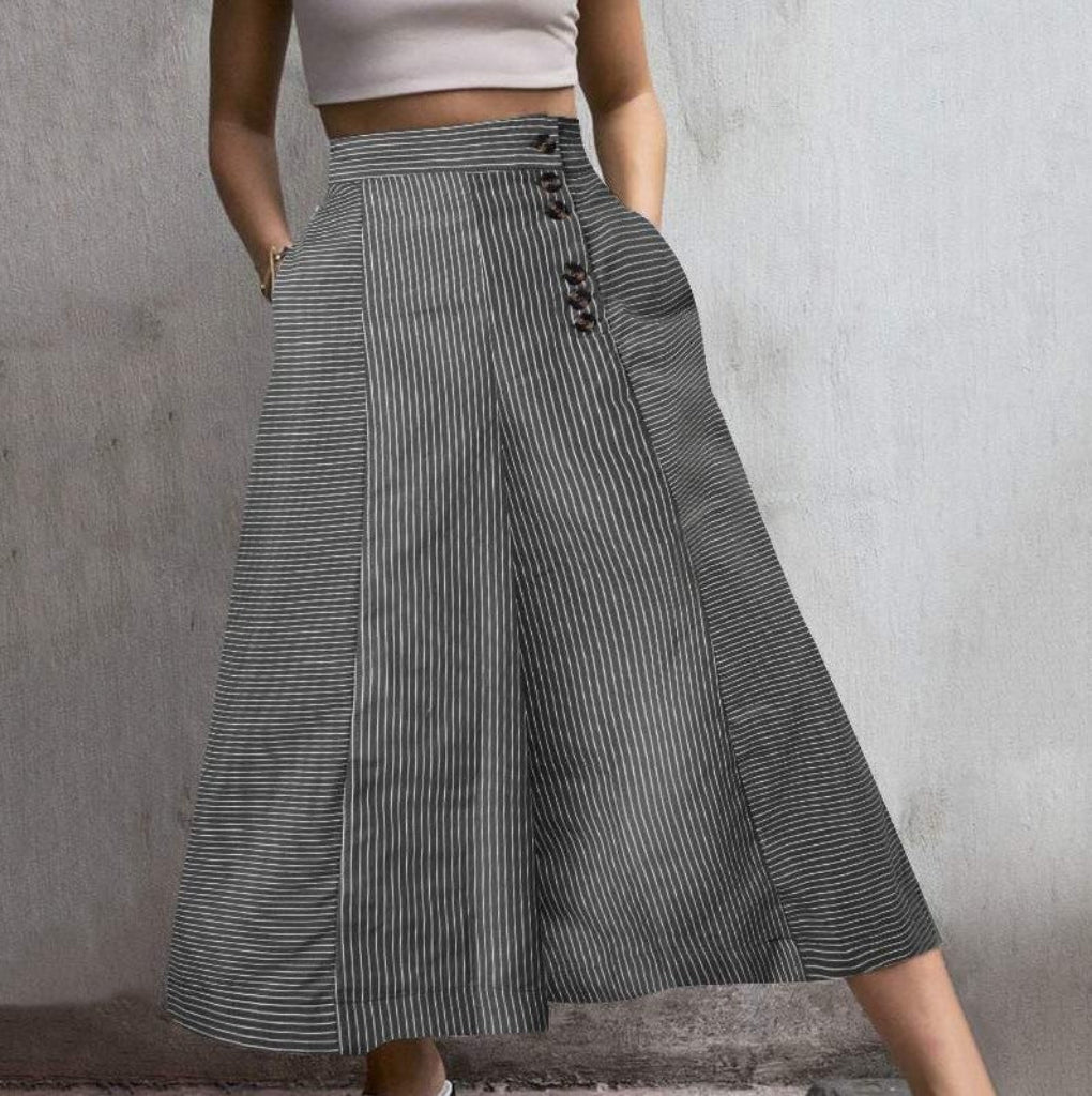 Women's High Waist Wide Leg Striped Pants