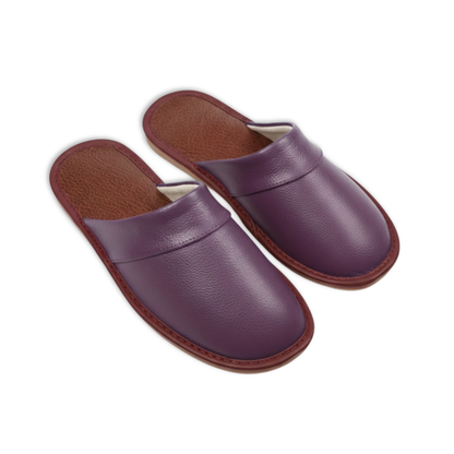 Unisex Cow Leather and Linen Indoor House Slippers
