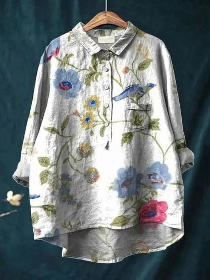 Women's Button-Front Floral Print Blouse