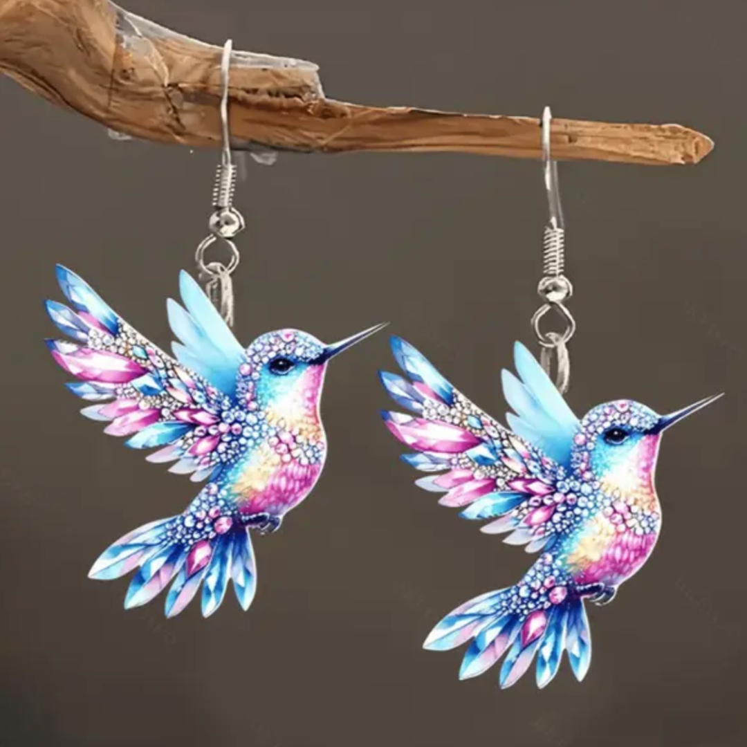 Hummingbird Glass Drop Earrings