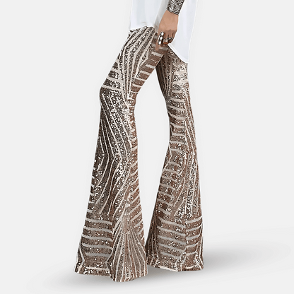 Women's High Waist Flare Pants Sequin
