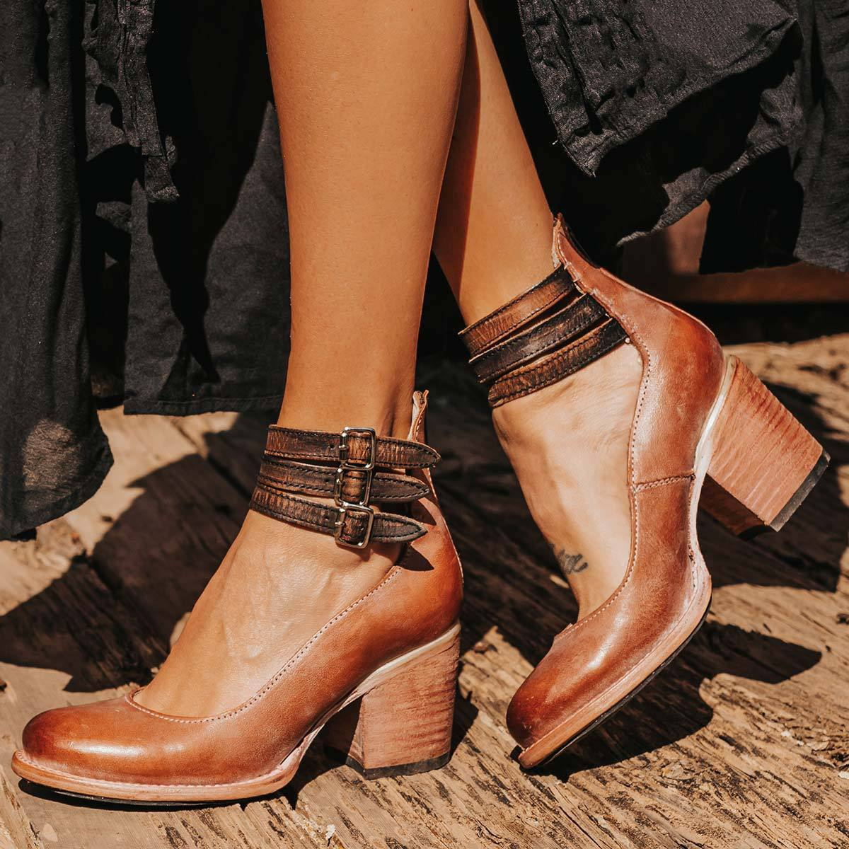 Marcellia | Women’s Buckle Strap Block Heel Shoes