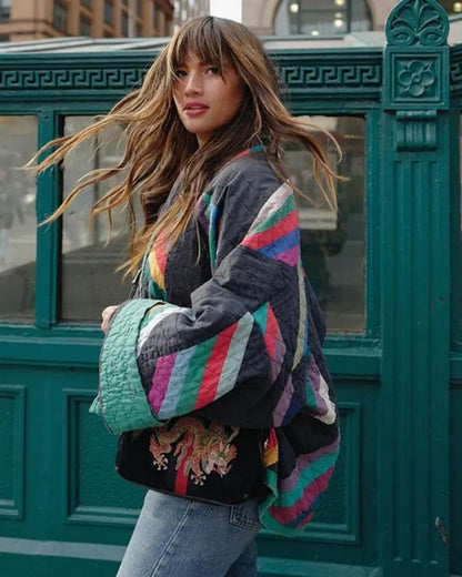 Women's Oversized Color Block Jacket