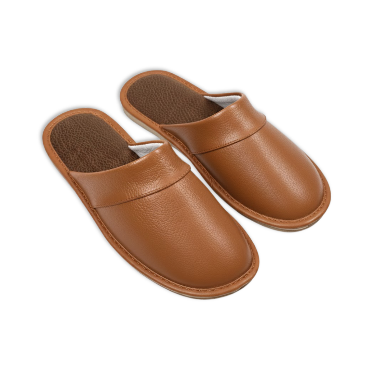 Unisex Cow Leather and Linen Indoor House Slippers