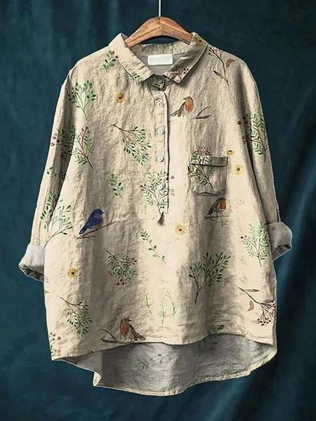 Women's Button-Front Floral Print Blouse
