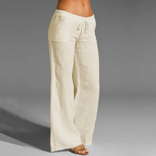 Women's Linen Summer Trousers Lightweight Beige