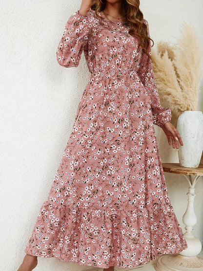 Floral Print Long Sleeve Dress Maxi