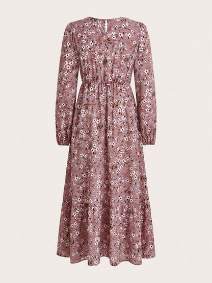 Floral Print Long Sleeve Dress Maxi