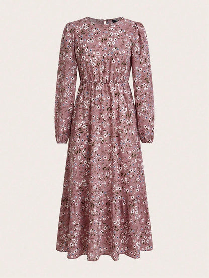 Floral Print Long Sleeve Dress Maxi
